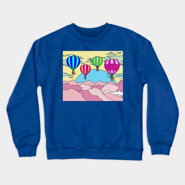 Retro Hot Air Balloons Balloon Ride Crewneck Sweatshirt by flofin